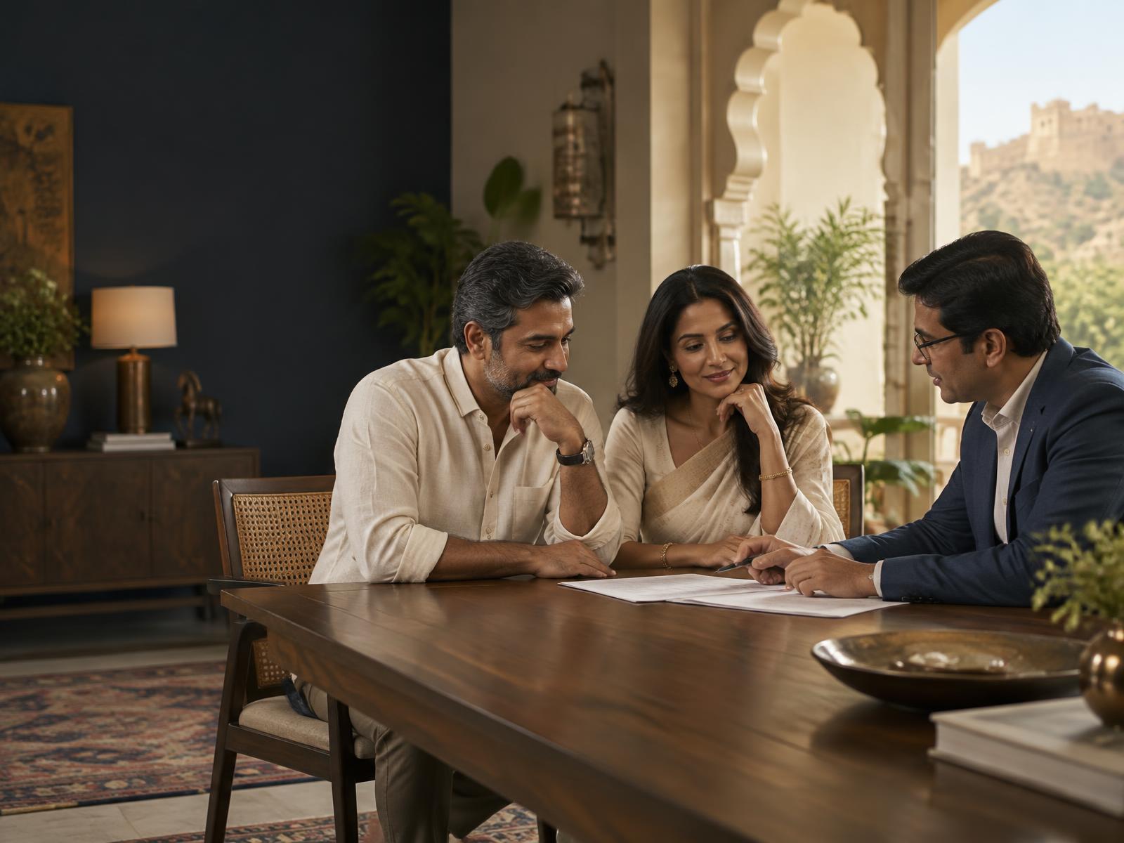 An Indian family having a calm wealth-planning conversation